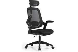 ZIVELLA OFFICE FURNITURE Zivella® Black Office Chair | Fireproof Fabric and High Density Foam | 90° Flip-up Armrests | 360° Rotation | Lumbar Support | Steel Bracket