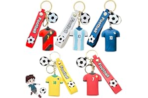 YaLiyA 5PCS Football Keychain Argentina Jersey Keyring Soccer Gift Portable Inspirational Football Ornament Silicone Key Rings Mini Soccer Ball Keychain