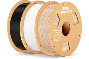 DEEPLEE Filamento de impresión RAPID PETG 1,75 mm 1 kg de filamento negro x1 blanco x1 beige x1