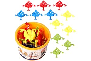 CSAFYRT 12PCS Jumping Frog Toy Leap Flip Frog Game with Bucket Plastic Jumping Frogs Colorful Funny Crazy Frog