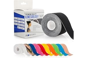 Proworks Kinesiology Tape | 5m Roll of Elastic Muscle Support Tape for Exercise, Sports & Injury Recovery - Black