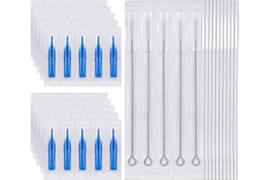 ATOMUS Aiguilles à Tatouer 50 Aiguilles à Tatouer StéRiliséEs Rondes 3RL 50 Buses Jetables 3RT Pour Machine De Tatouage