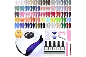 SPTHTHHPY kit verni semi permanent Lampe LED 48W + Ponceuse pour Ongles + Semi Permanent Vernis à ongle en 55 Couleurs，Kit de démarrage complet