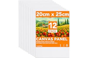 CONDA 20×25cm(8×10inch) Canvas for Painting Pack of 12 Artist Quality Acid Free Canvas Board for Painting, Art, Acrylic