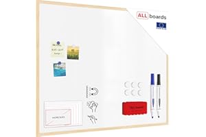 ‎ALLBOARDS ALLboards Whiteboard mit Holzrahmen 100x80cm Magnettafel Weiß Magnetisch, Trocken Abwischbar