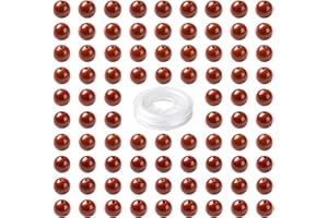BEEFLYING 100 Uds., Cuentas Redondas de Jaspe Rojo de 8mm, Cuentas Redondas Suaves Naturales con Hilo de Cristal Elástico para Hacer Joyas, Pulseras, Collares