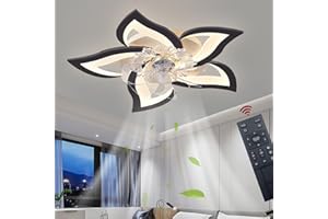 OMGPFR 69CM Ventilador de techo con iluminación y mando a distancia Regulable, LED 50W Ventilador Lámpara de techo para Salón Dormitorio Comedor Luz, Negro