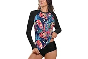 BesserBay Damen Surf Shirt UPF 50+ Rundhals Langarm Sonnenschutz Rash Guard S-XXL