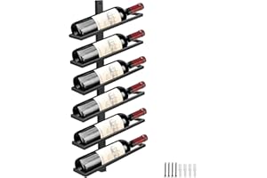 Giyiprpi Wand Weinregal Flaschenregal für 6 Flaschen, Metall Weinregal Hängend Wandmontage Weinflaschenregale, Wandregal Wein Aufbewahrungsregal für Küche Esszimmer Bar (Neigung 6)