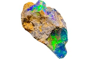 LARA GEMS STONES AND JEWELLERS Piedra de ópalo opal etíope 100 % natural, cristal crudo, piedra natal de octubre, gema para hacer joyas, ópalo ultra llamativo, roca de ópalo, piedra seleccionada a mano, tamaño 12 x 12 x 03 mm