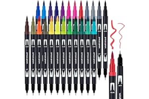 APOGO Dual Tip Brush Pens for Adult Colouring Books, 24 Colouring Pens for Bullet Journal, Coloured Pens Fineliners Felt Tip Pens , Adult Colouring Pens Journal Pens for Drawing, Lettering, Calligraphy