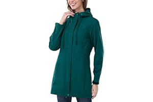 Outdoor Ventures Giacca impermeabile da donna, lunga softshell con cappuccio, per le mezze stagioni, impermeabile, giacca funzionale foderata, impermeabile, antivento, giacca traspirante