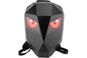 GERNIE Zaino per Moto a LED, Zaino da Equitazione con Occhi a LED Fantastici con Schermo a Colori Programmabile Fai-da-te Zaino per Casco Impermeabile con Guscio Rigido di Grande capacità