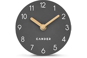 ‎CANDER BERLIN Cander Berlin MNU 2612 A Tischuhr lautlos ohne Tickgeräusche 12 cm analog batteriebetrieben Vintage modern grau MDF