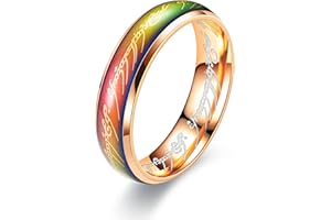 EUMENIDES Color Changing Ring,Men's Women's Mood Color Changing Ring， Titanium Steel Color Ring,Novel Ring, Lovers Fashion Ring,