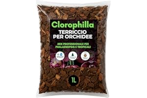 CLOROPHILLA Terriccio per Orchidee 1L – Bark di Pino e Fibra di Cocco – Substrato Professionale per Phalaenopsis, Orchidee Tropicali e Piante Epifite – Drenaggio Ottimale e Crescita Vigorosa