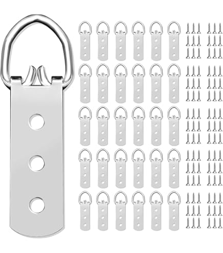NSI 100/50 Pcs Picture Frame Triangle D-Ring Hangers With Screws - Silver