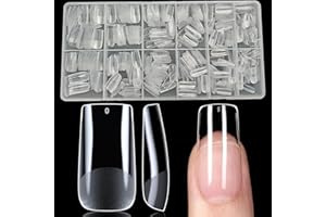 XIAOHEBAN 600 Pezzi Tip In Gel Per Unghie Quadrate Medio-12 Dimensioni Tip Unghie Ricostruzione Copertura Completa, Soft Gel Tips Unghie Per Manicure Removibili E Nail Art Fai Da Te - Trasparente