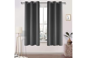 DWCN Blackout Curtains for Bedroom - Thermal Insulated Room Darkening Eyelet Window Curtains for Living Room 46 x 72 inch Length, Dark Grey, 2 Panels