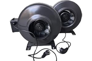 Schahba Rohrventilator mit Standfuß & Kabel - Metall-Lüfter für Abluftsysteme, 620 m³/h Luftstrom, 110W Leistung, IP44 Schutz, leise & robust - (150 mm)