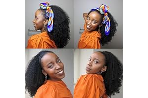 ROMFACE Perruque Bresilienne Femme Naturelle Headband Wig Humain Hair Bresilienne Perruque Cheveux Humain Afro Naturels 16 Pouces Femme Frisée Perruques Pour Les Femmes Noires Afro Curly Wigs Natural Color