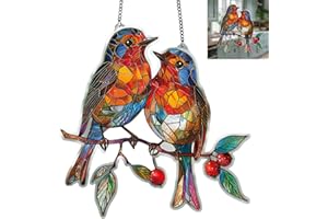 XINGBIN Large Garden Ornaments,Robin Garden Ornament & Hanging Decorations:Acrylic Suncatcher for Windows,Outdoor Hanging Ga/rden Orna/ments and R/obin Orna/ments for Ga/rden,Ro/bin Gifts,Sun Catchers#10
