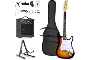 Display4top Full-Size Electric Guitar Most complete Beginner Super Kit Package with Amplifier, Guitar Stand, Bag, Guitar Pick, Strap,spare Strings, Tuner, Case and Cable (Sunburst)