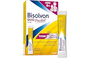 Bisolvon Duo Pocket Sciroppo Tosse, Sciroppo Tosse Secca e Tosse Grassa Adulti e Bambini 6+, Senza Glutine, Senza Lattosio - Calma lo Stimolo a Tossire e dà sollievo alla Gola Irritata (12 Bustine)