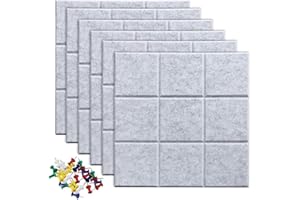 Uoisaiko Large Felt Board Tiles with 30 Pins, 30x30cm Pack of 6 Bulletin Board Notice Boards for Home Office Kitchen, Self Adhesive Pin Board Wall Tiles for Photos Memos