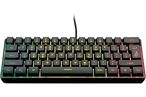 Surefire Kingpin X1 60% Gaming Tastiera US English, Gaming Multimedia Keyboard Piccola e Mobile, Tastiera RGB con illuminazione, 25 tasti anti-ghosting, layout americano QWERTY