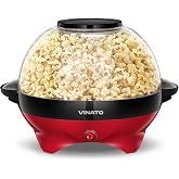 VINATO Popcorn Machine, 5L Large Popcorn Maker for Home, with Non-Stick Coating and Removable Heating Surface, Quiet and Fast
