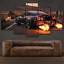 WXXF Nissan Skyline Fast and Furious 2 Night Toile d'art, affiche et art mural, impression d'image moderne, pour décoration, salle familiale, 50 x 75 cm
