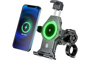 KEWIG Anti-Theft Waterproof Motorcycle Mobile Phone Holder 15 W Wireless with Vibration Damper, One-Push Automatic Lock and Quick Release