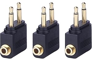 EBOOT 3 Stück Flugzeug Adapter Airline Adapter Gold überzogen Airline Airplane Flight Adapter für Kopfhörer