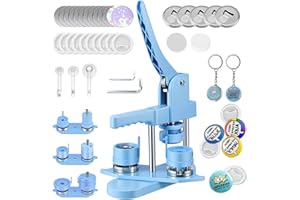 Máquina de Insignias de Button Maker Machine 25+32+58 mm, 300 Juegos de Insignias de Plástico, Zimiking con 10 Abridores de Botellas, 10 Juegos de Llaveros, Moldes y Cortador de Papel Redondo (Azul)