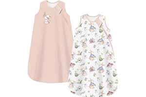 Chilsuessy Sacco nanna 1,5 Tog, confezione da 2 sacchi a pelo per tutte le stagioni, 100% cotone, per neonati