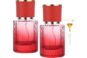 Segus Perfume Travel Bottle, 2 Pcs 30ml Refillable Perfume Atomiser, Leakproof and Portable, with Fine Mist, Glass Perfume Bottles for Women and Men (Gradient Red)