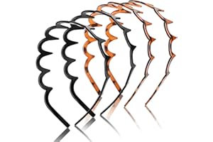 WY LIGHTING LEVEL Zickzack Haarreif 4 Stück Haifischzahn Haarkamm Haarband Gewellte Kunststoff Stirnband Make Up Haarreif für Sport Fitness Tägliches für Damen Und Mädchen (Schwarz/Leopard)