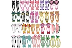 inSowni 40 Pack/20 Pairs Metal 2" Cute Cartoon Animal Snap Hair Clips Barrettes Hair Pins Accessories for Baby Girls Toddlers Kids Teens Fine Thick Hair