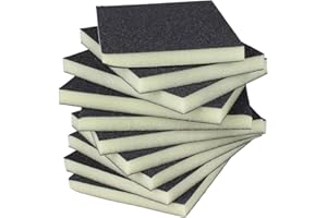 ProDec 10 pk Medium Grit Flexible Foam Filled Sanding Pad for Flat & Curved Wood & Metal Surfaces Including Window Sills, Architraves, Skirting Board, Pipes, Railings, Furniture, Balustrades, Spindles
