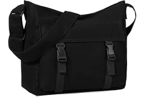 VASCHY Canvas Messenger Bag,Lightweight Large Casual Crossbody Shoulder Hobo Bag for Women Men Work/Travel/College