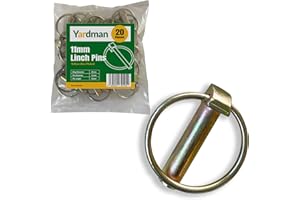 YARDMAN Lynch Pin Set – 20-Piece 11mm Linch Pins – Professional Zinc-Plated Carbon Steel – Heavy-Duty Safety Pins for Trailers, Tractors, Agricultural Vehicles – 42mm Pin Length