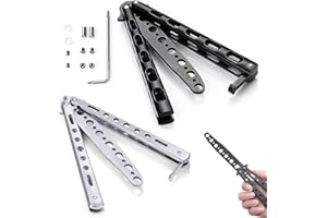 通用 Sternstunde Cuchillos - 2 piezas Navaja Mariposa Sin Filo de Entrenamiento 100% Seguro - Cuchillo Mariposa de Acero Inoxidable - Balisong para Entrenamiento