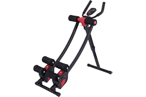 ZELUS Ab Machine for Home Gym, Core Strength Training Equipment for Home Fitness, Coaster with 4 Intensities and Digital Display, Foldable Core Trainer for