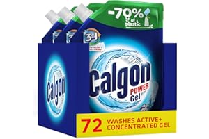 Calgon Gel 3-in-1 Refills, Washing Machine Cleaner, Removes Odours, Limescale & Residue, Deep Clean, 1.2 L Refills, Pack of 3