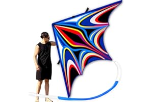 SGftre Cometa Delta grande azul para niños y adultos, extremadamente fácil de volar para principiantes, cometas para viajes a la playa, parque, actividades familiares al aire libre