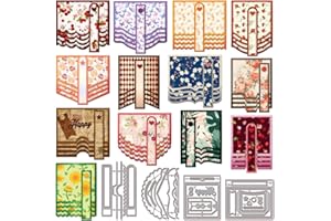 GLOBLELAND Troqueles decorativos de corte de solapa de cascada para álbumes de recortes, marcapáginas de metal, troqueles de corte de bolsillo, palabras felices, troqueles para hacer tarjetas