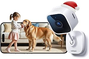Outinput 2K(3MP) Camera Surveillance WiFi Interieur avec IR-Vision Nocturne, Détection de Mouvement et Son, Sirène, Audio Bidirectionnel, Stockage Micro SD/Cloud, pour Babyphone & Caméra Chat et Chien