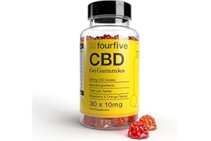 fourfive CBD Gummies - 300mg Strength for Sports Performance, Mental Wellbeing & Improved Sleep, Natural & Vegetarian Friendly, 30 Gummies