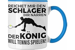 Trendation - Tennis Tasse Geschenk Tennisspieler Geschenkidee Spruch Coach Trainer Mann Männer (Blau)
